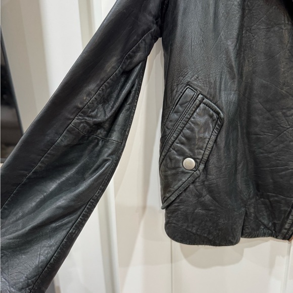 J.Crew Size M Real Leather Black Leather Biker Jacket - Picture 3 of 5